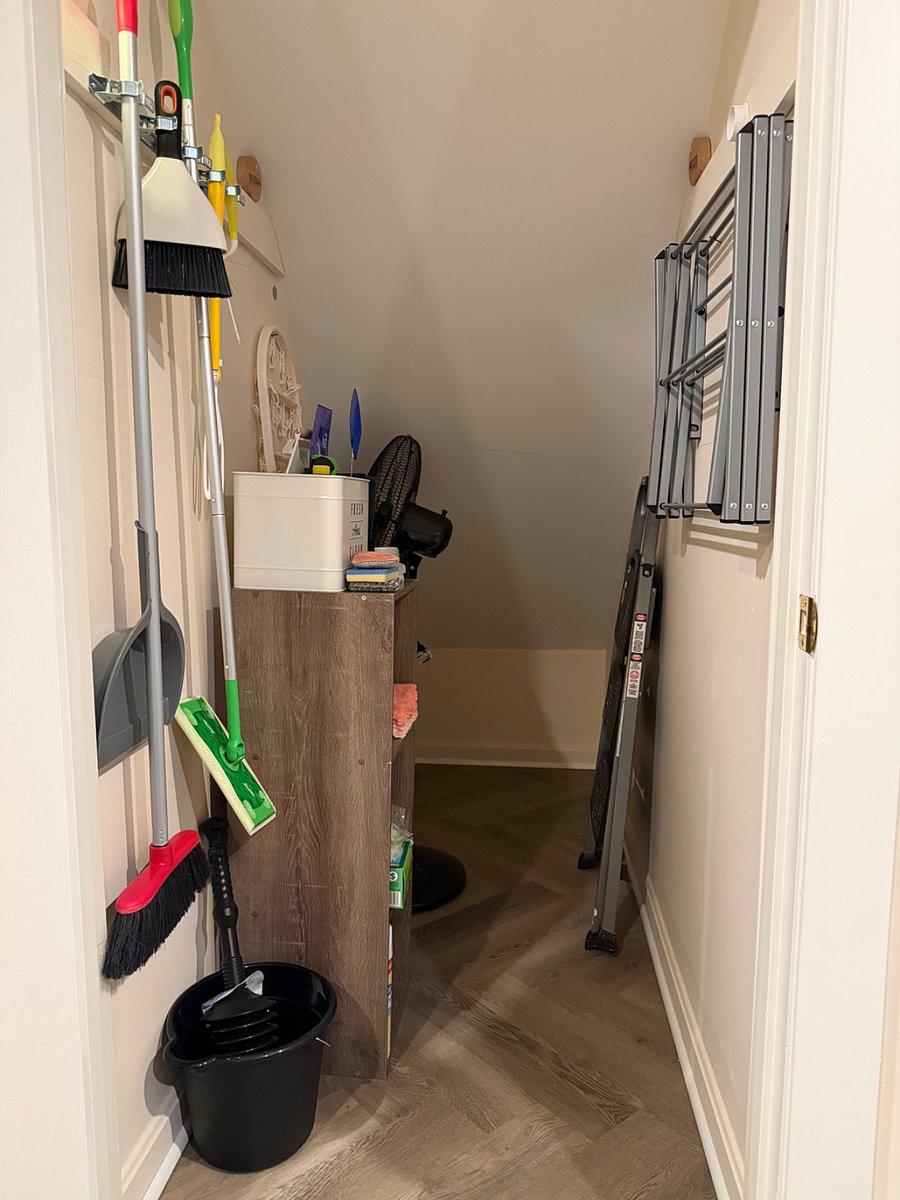 Storage Closet with Cleaning Supplies