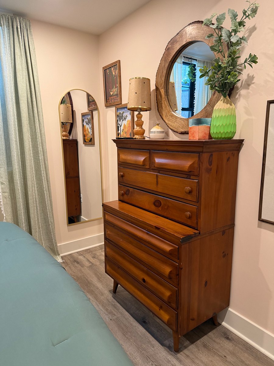 Dresser with small work desk in Bedroom
One drawer is full of office supplies and other necessary junk drawer items
