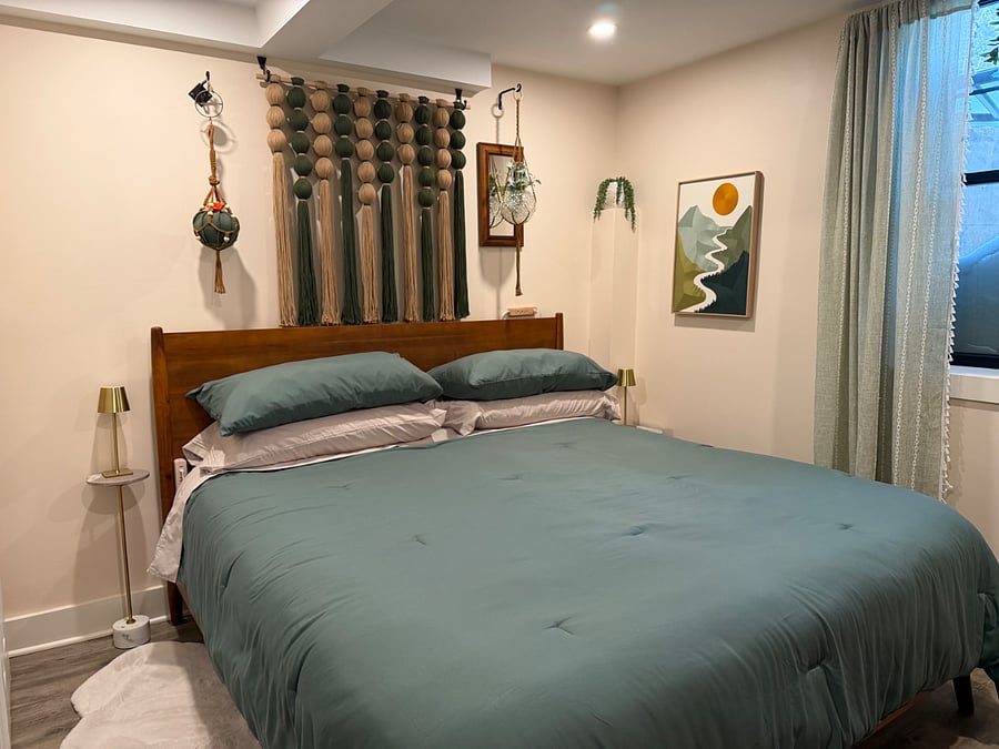 Serene Bedroom with egress window
Comfy Bed and nice sized closet