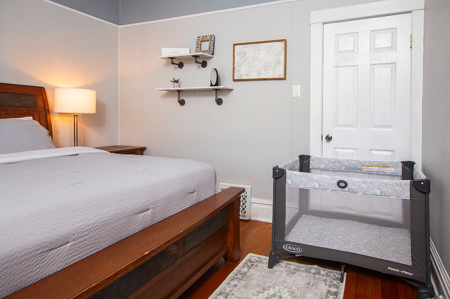 King bedroom can also fit provided crib if needed