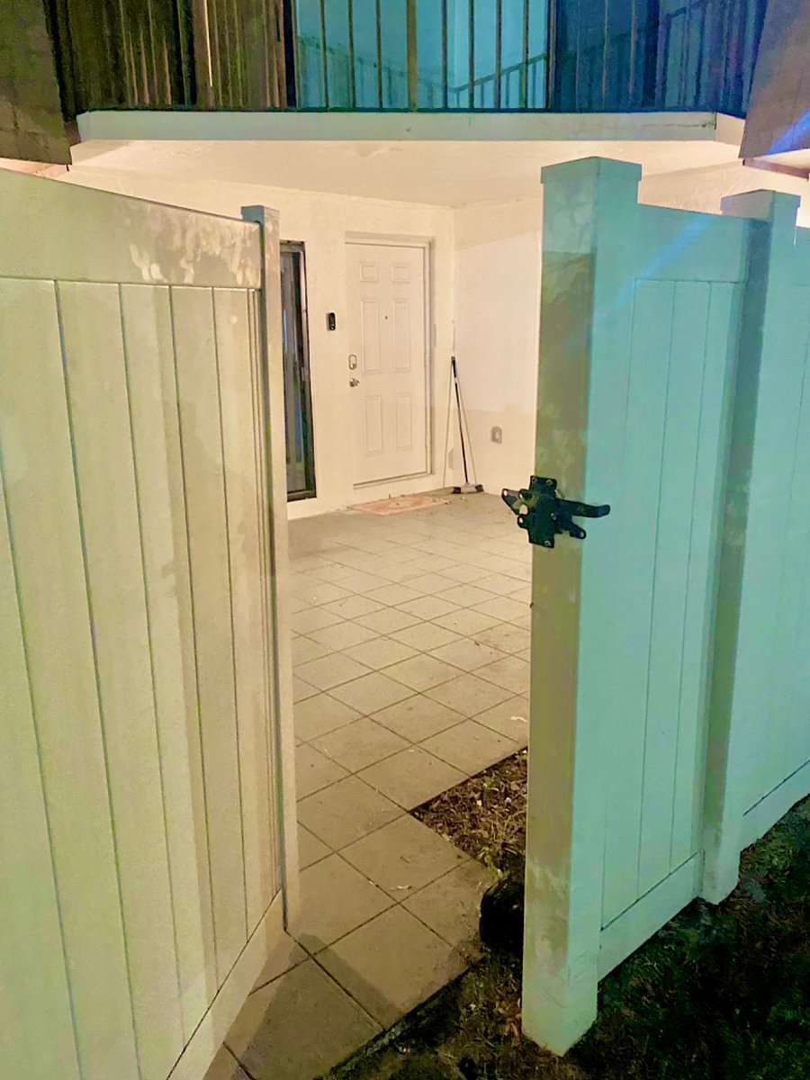 Large fenced patio