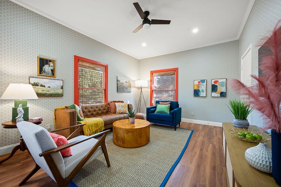 Our whimsical decor is inspired by our Bishop Arts district!