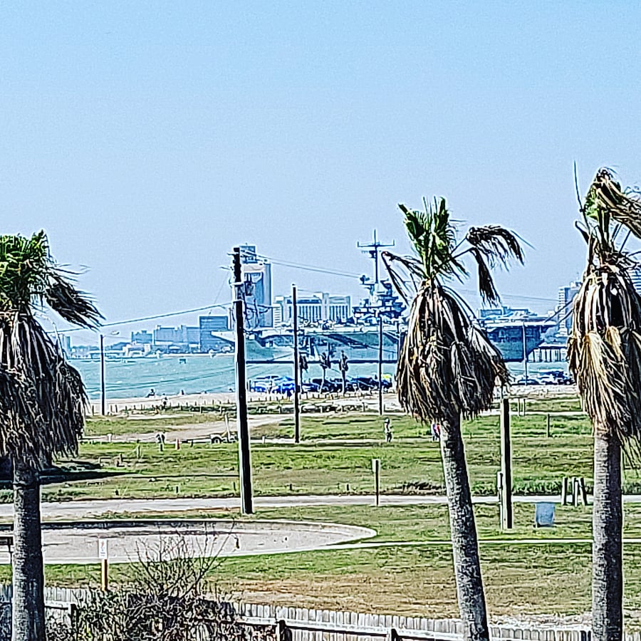 You can see the Lexington Aircraft Carrier from the balcony