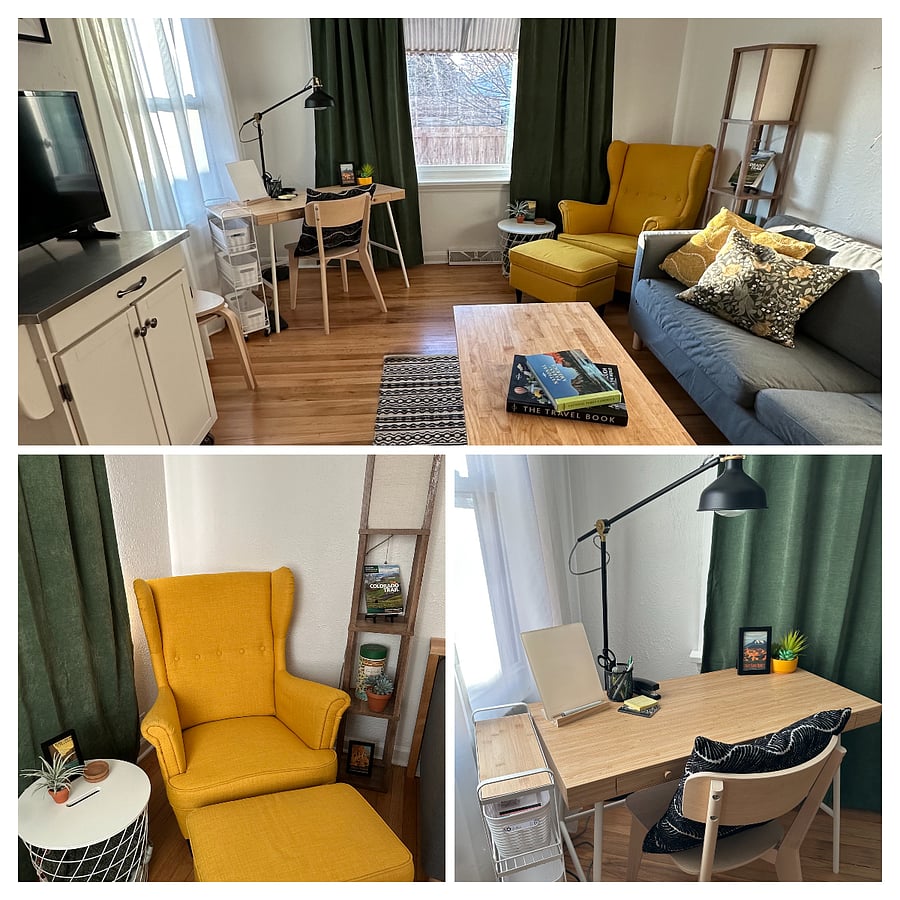 Alternative Living Room Set Up - This is how it is set up when bedroom 2 has the full bed. 