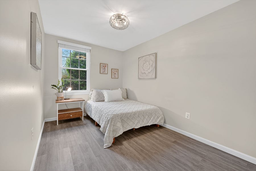 Second bedroom with full bed and large closet
