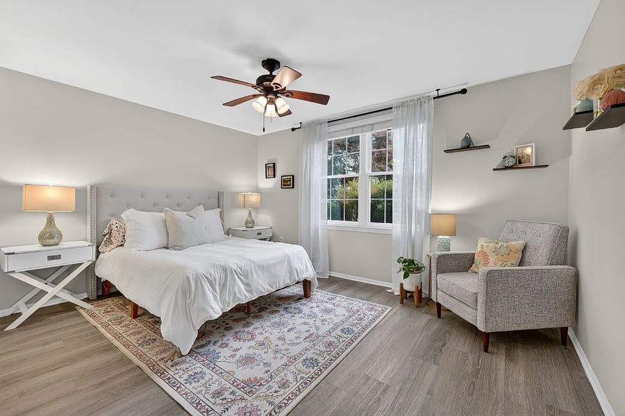Primary bedroom with queen bed