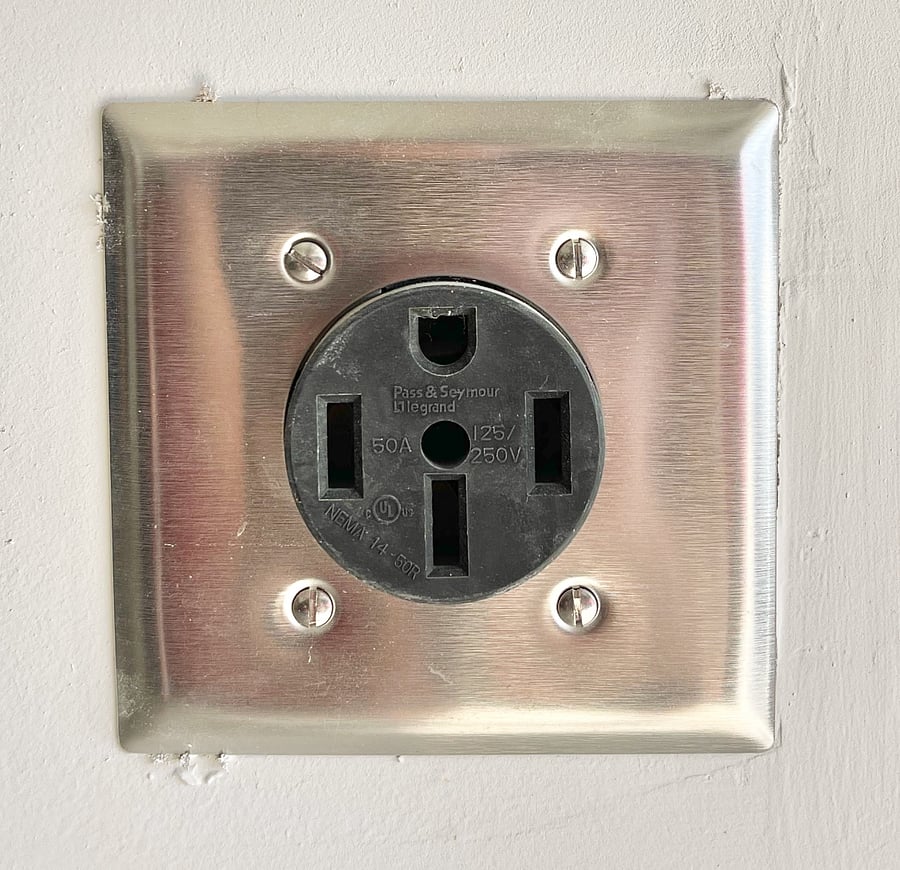 Two car garage with EV charging outlets (240V each)