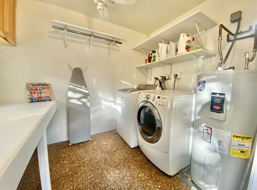 Laundry room with folding table