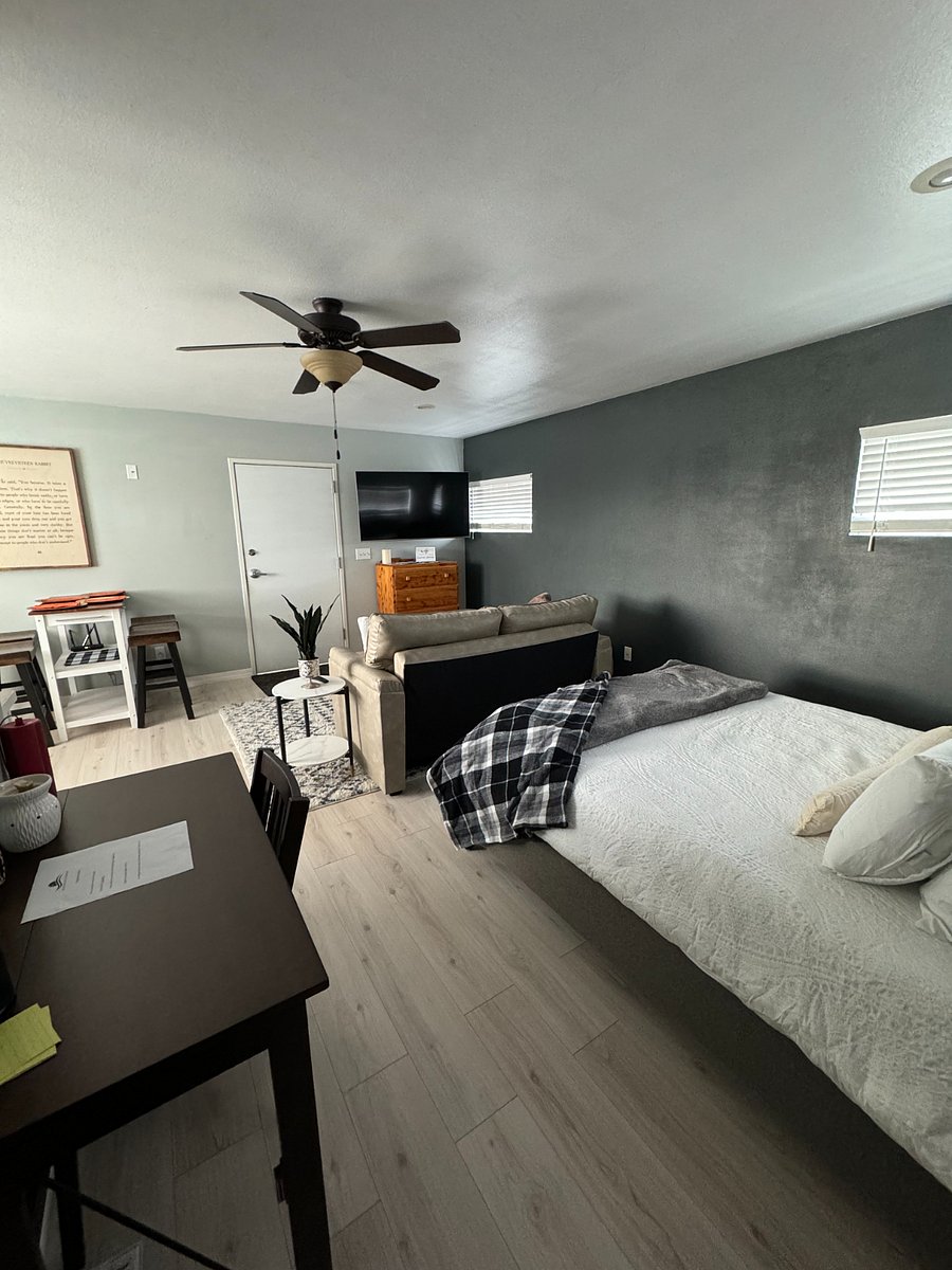 Smart TV with streaming and cable TV included.
Dresser and walk-in closet provided.