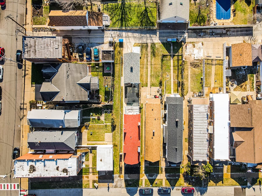 Bird's Eye View Above Home Centered in Photo