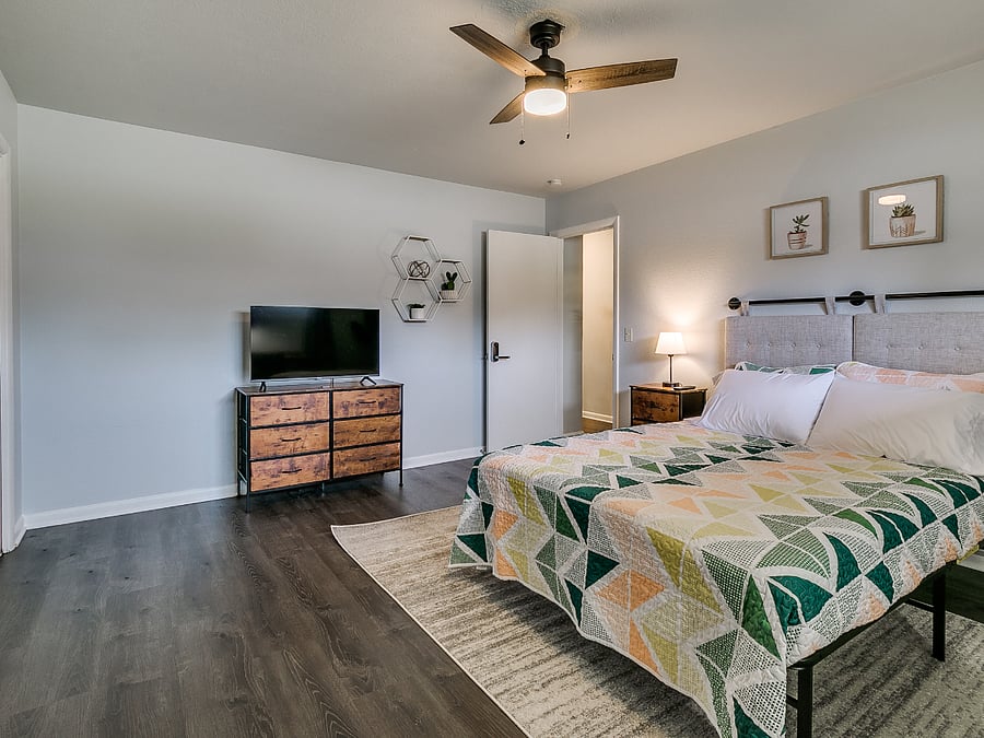 Bedroom #2 with private hallway bathroom and double closet