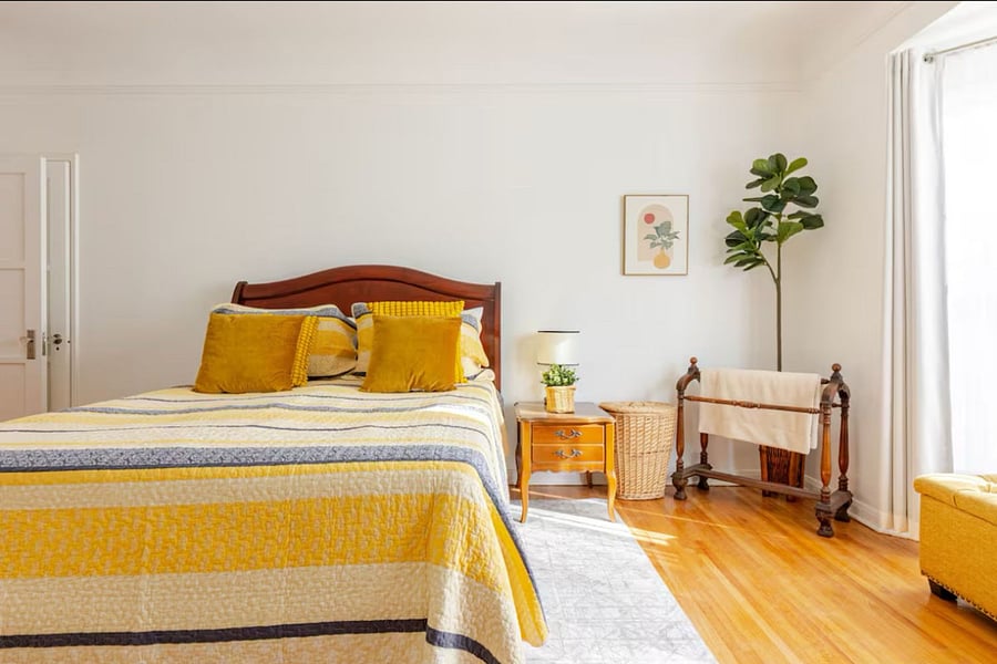 Bedroom 1: Have updated to a king bed. Will add new photo once current tenant vacates at the end of October.