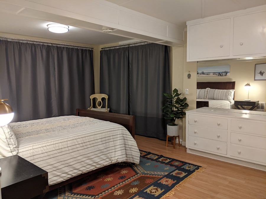 Blackout curtains give you night-time on your time.