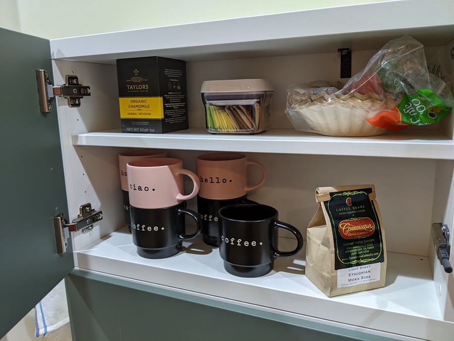 Coffee or tea enough to get you through your first mornings in a new place.