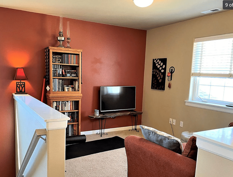 Upstairs office or den for watching television.
