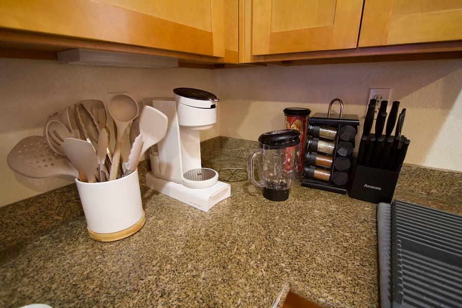 For all your cooking needs comes equipped with cooking utensils, coffee maker, blender, seasonings, knife set