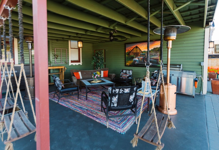 Sit cushioned or swing on wine stave rope swings while "someone" grills up a yummy meal or snack.