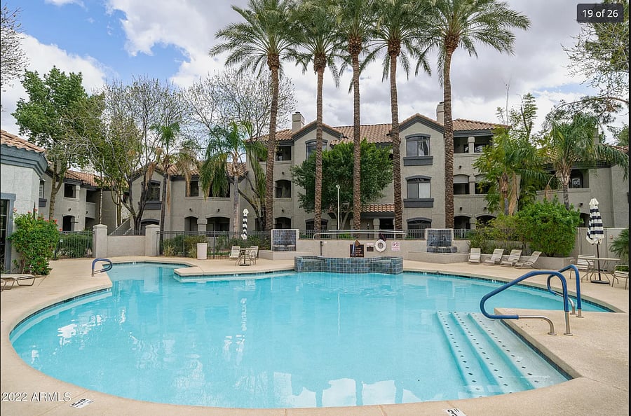 One of two outdoor heated pools