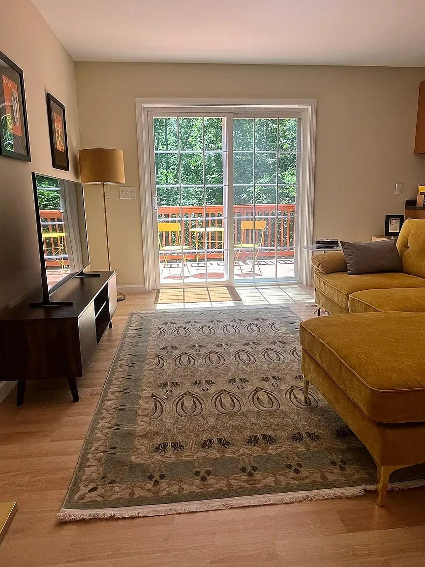 Living area with view of deck