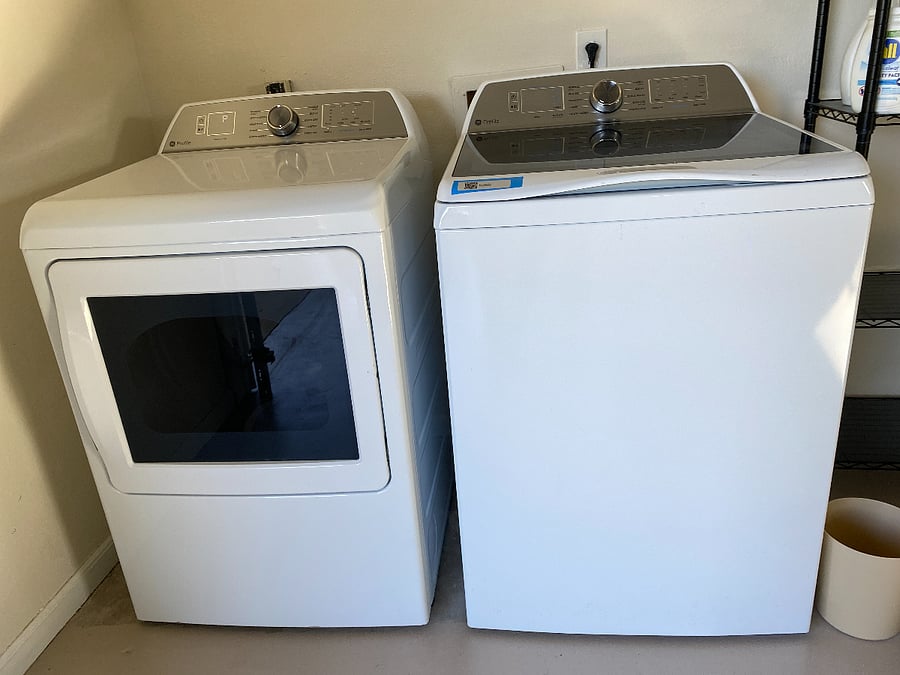 For your convenience, the home features a large washer and dryer located in a spacious garage, making it easy to keep your clothes fresh and clean during your stay.