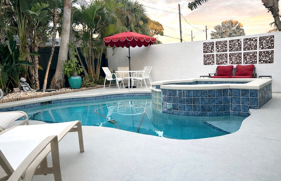 Private salt water pool.