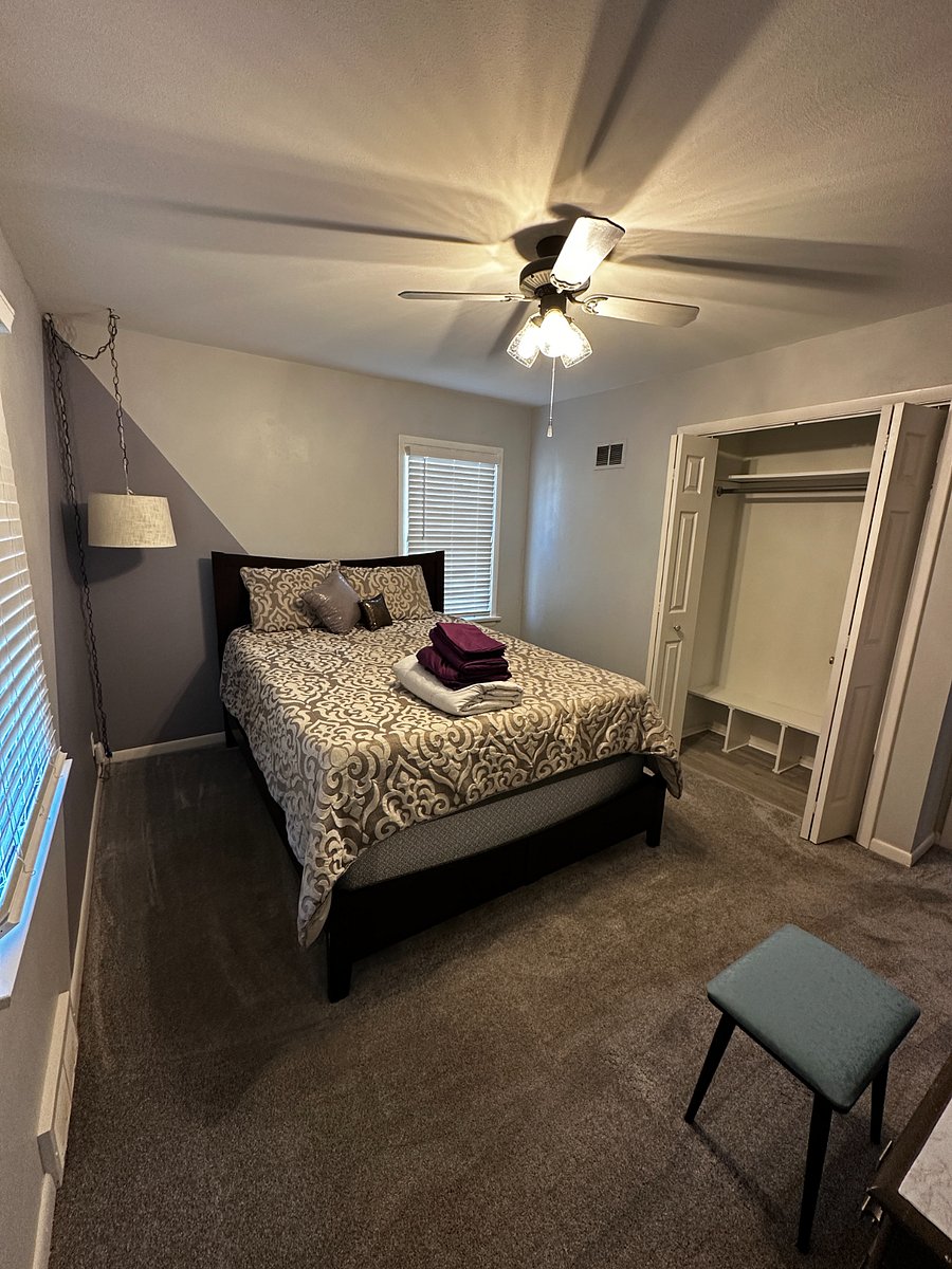 Master Bedroom. Queen Bed. Dresser with Makeup Mirror and Stool. Double Door Closet. 