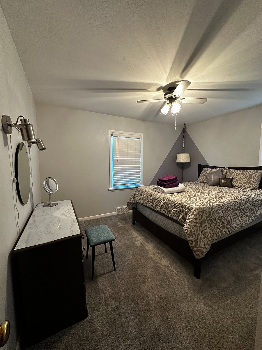 Master Bedroom. Queen Bed. Dresser with Makeup Mirror and Stool. Double Door Closet. 