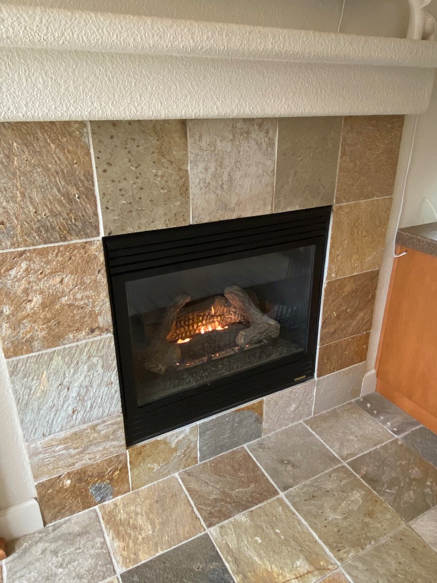 Stay cozy next to our fireplace.