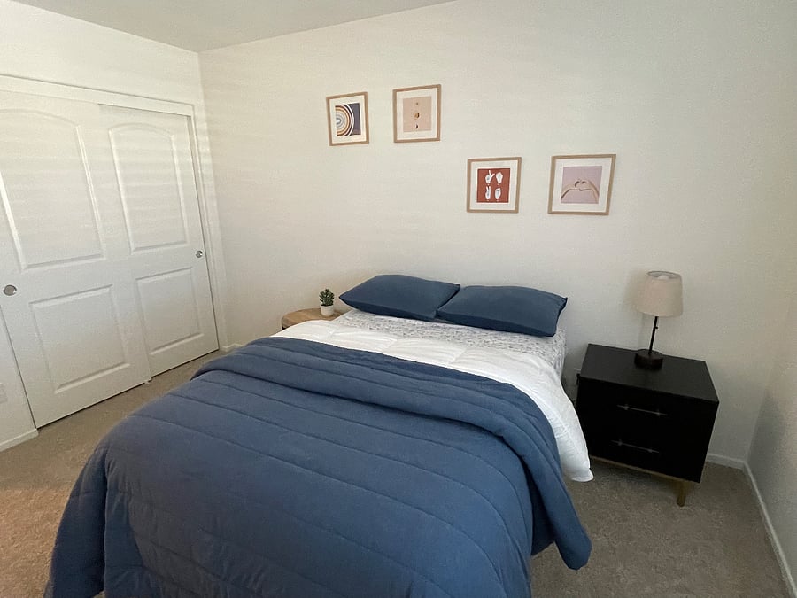 3 of 3 upstairs bedroom.
Full size bed. Ample size closet