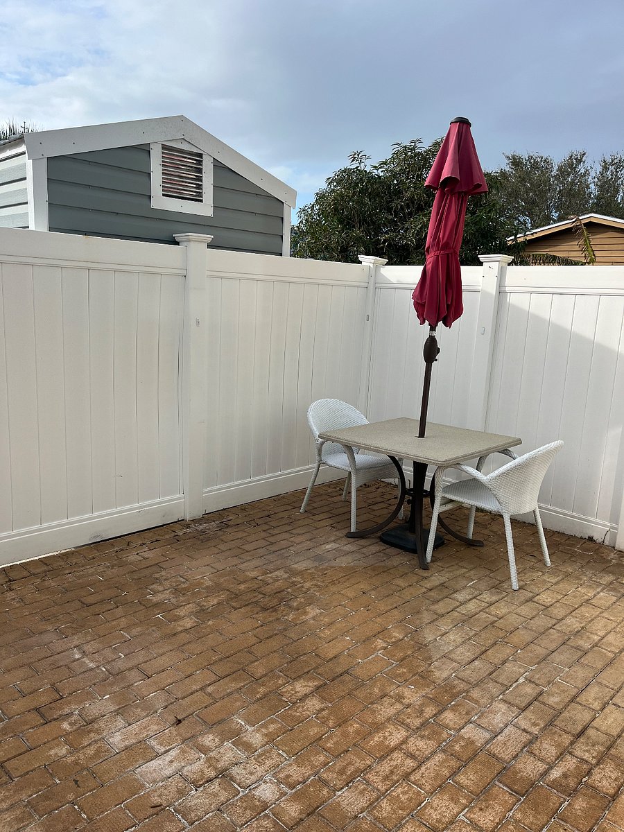 Back patio on west side of unit