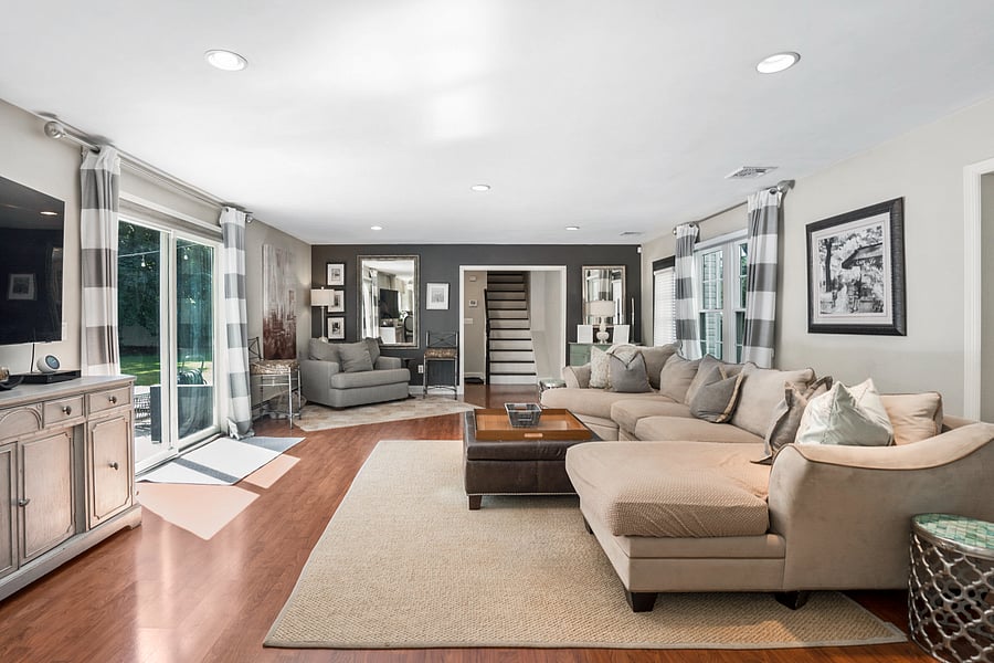 Living area with huge sofa