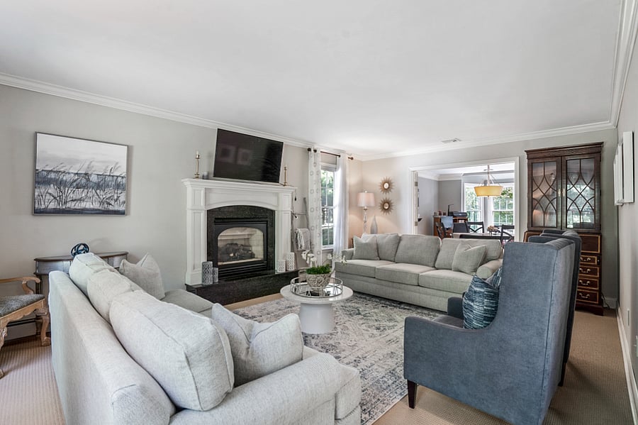 Living room with fireplace