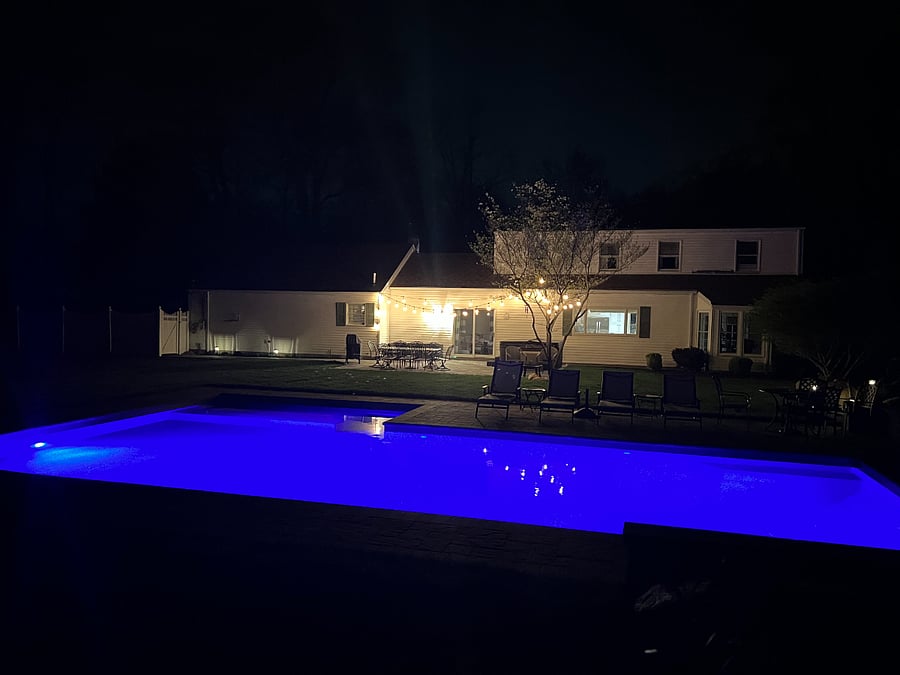 Pool area at night