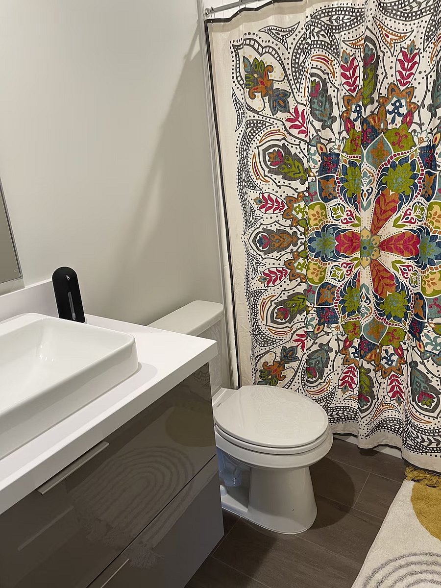 Bathroom view with large shower