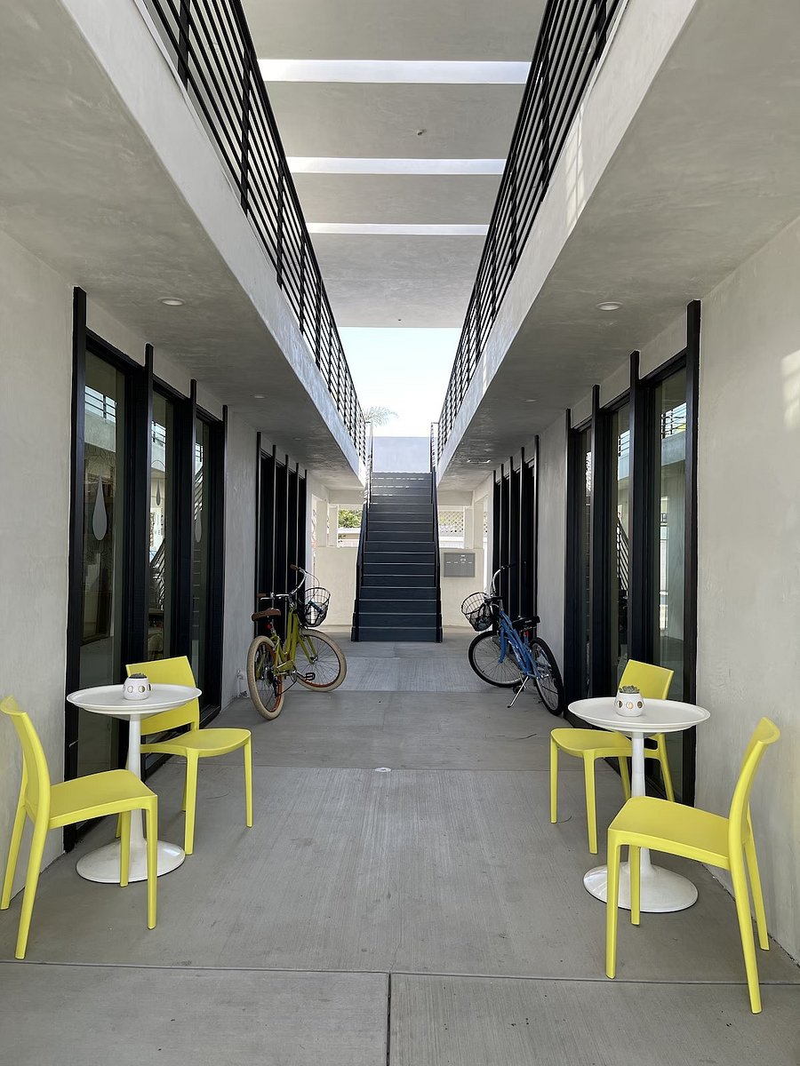 Downstairs courtyard. Apartments upstairs