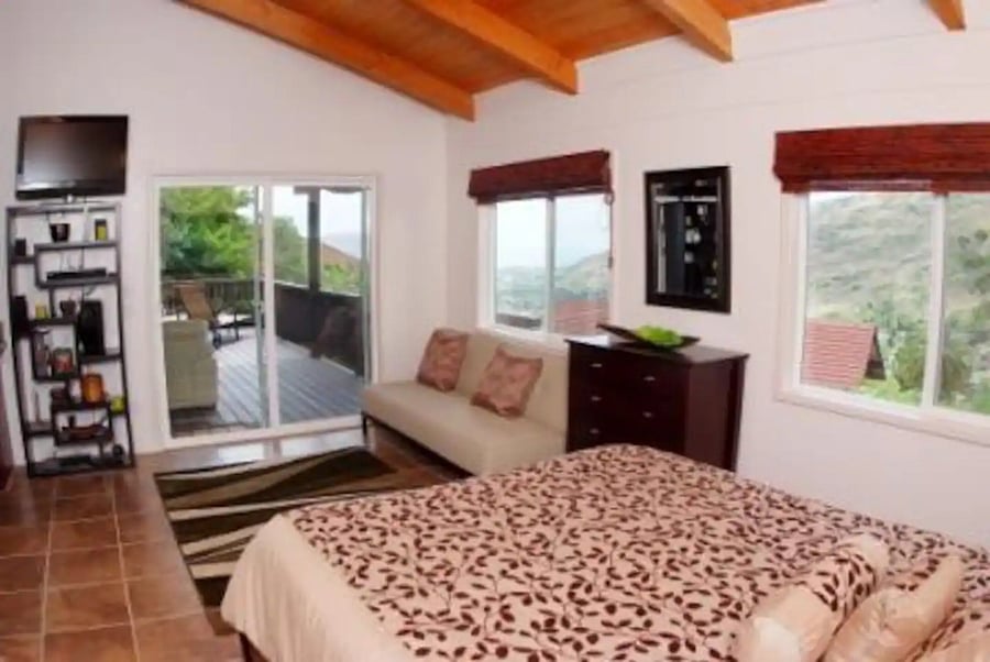 Bed with ocean view