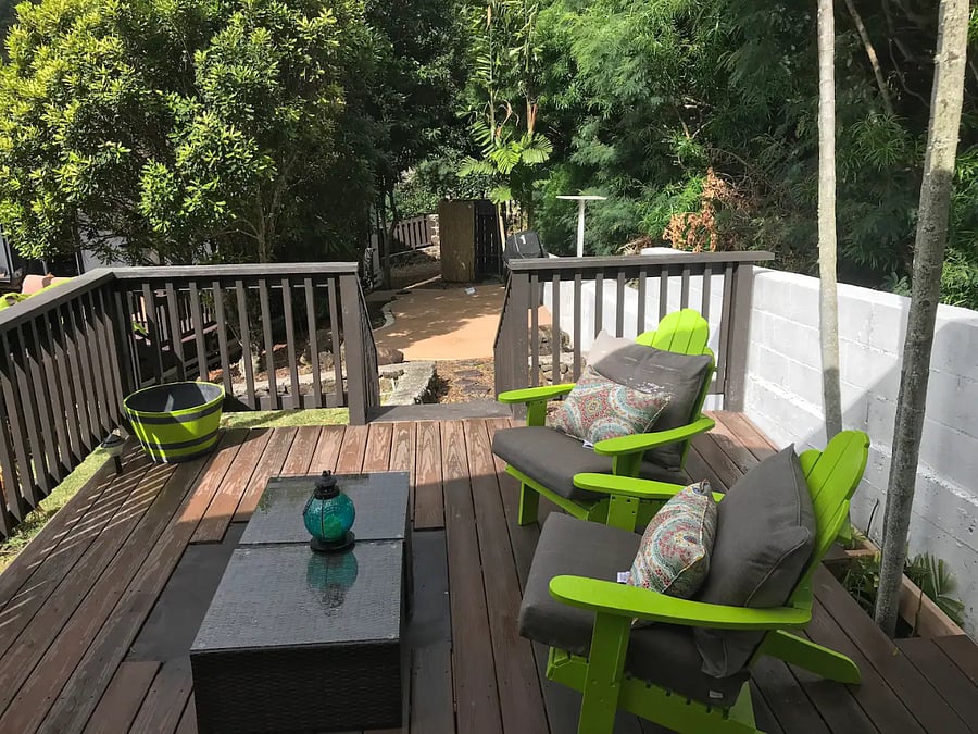 Private Deck from Suite with mountain views.