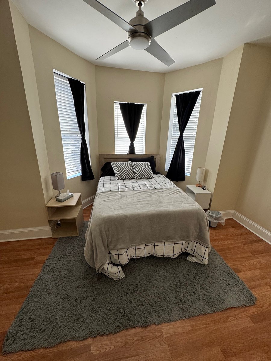 Bedroom with black out curtains