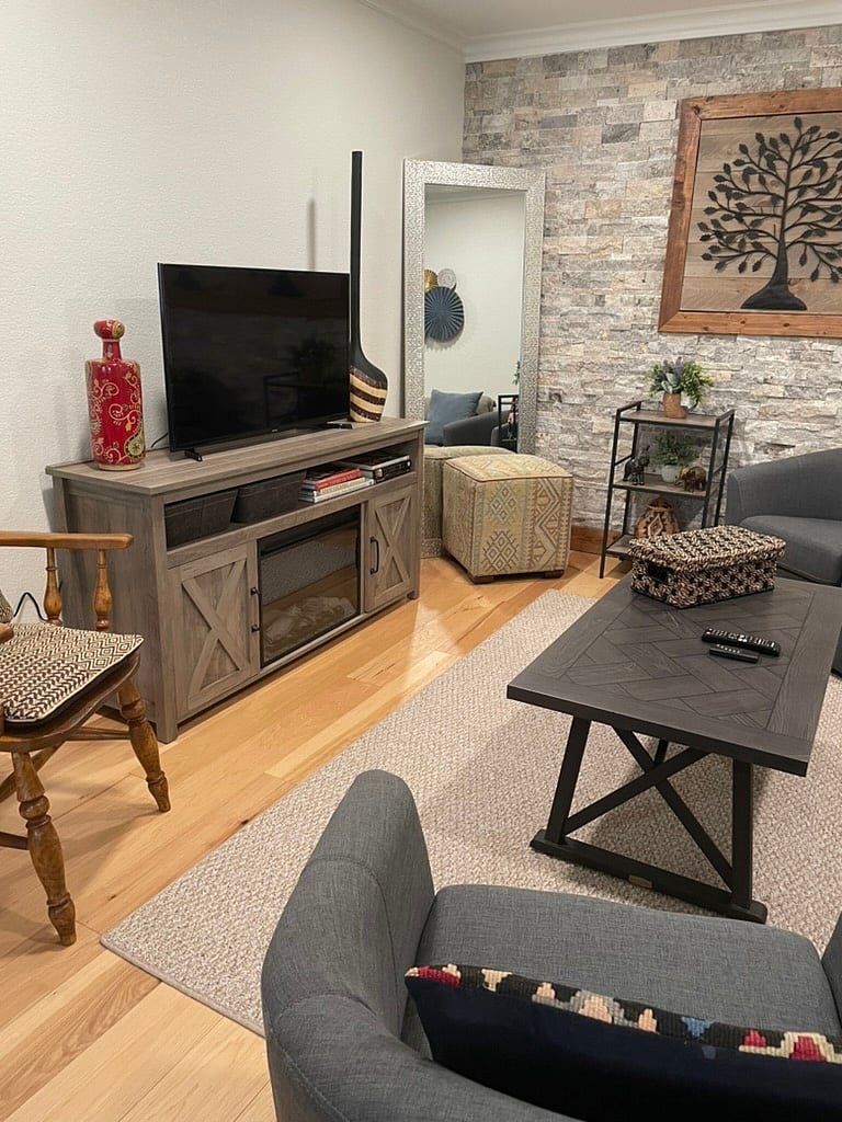 TV and electric fireplace