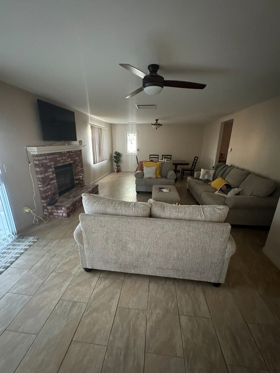 Living Room with High quality sofa set and brand new dining room table and chairs