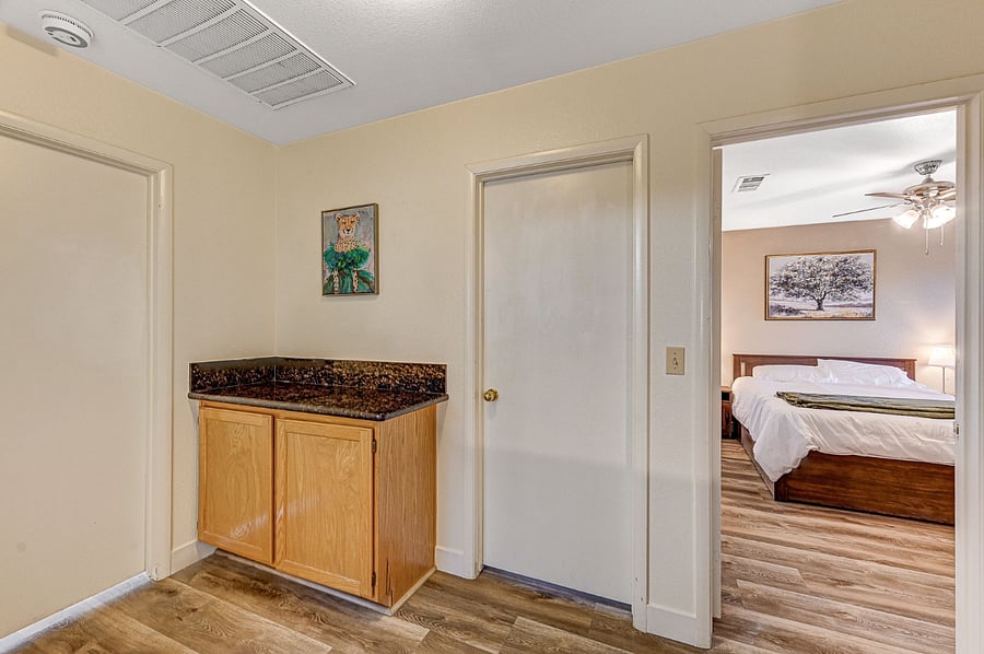 Hallway on the second floor with a storage