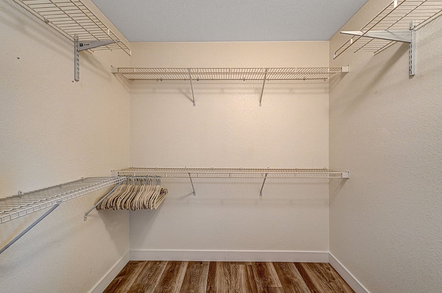 Walk-in closet in the master bedroom