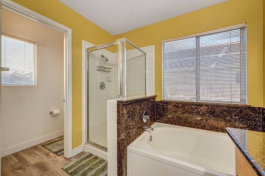 Shower and bathtub in the bathroom area