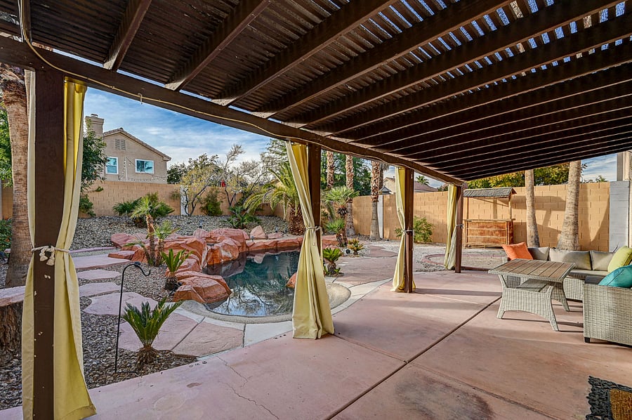 Back porch, enclosed back yard