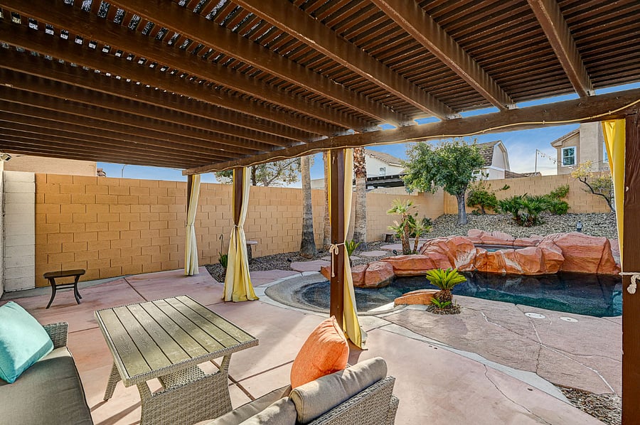 Back porch, enclosed back yard