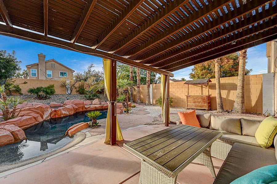 Beautiful backyard with the view of the pool