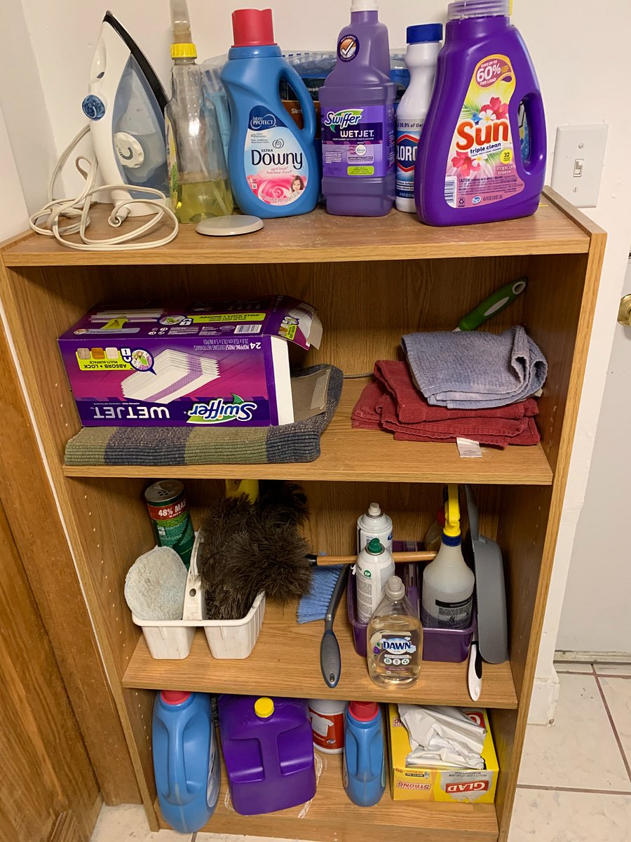 Laundry and cleaning supply shelf