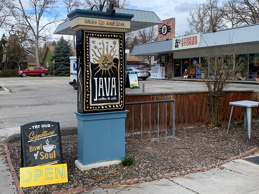 Popular coffee shop in Hyde Park next to a gas station and utility store