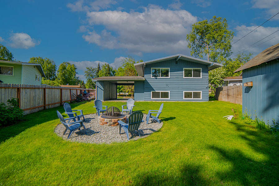 Back yard with fire pit