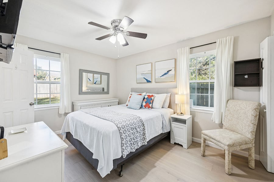 Primary bedroom with queen bed